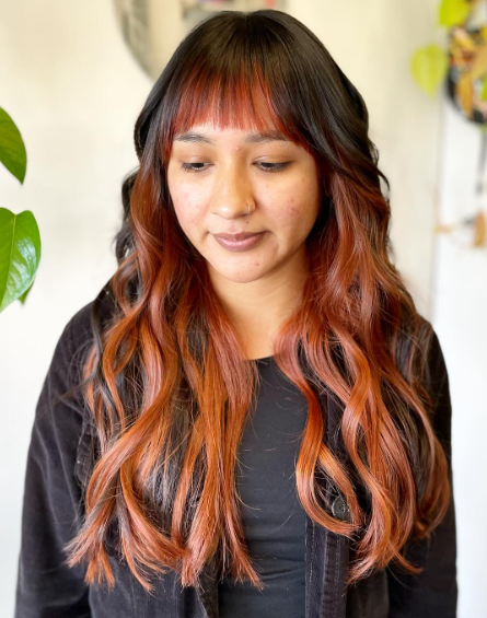 Copper Long Hair With Bangs