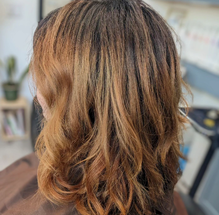 Copper Warm Ombre Medium Length Hairstyle