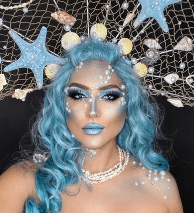 Crowned with Pearls mermaid makeup look