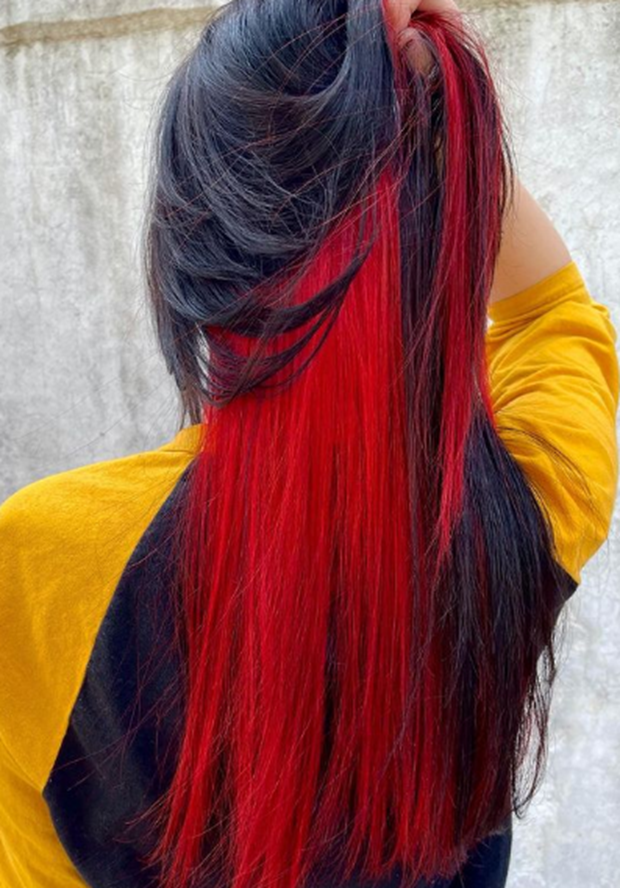 Everlasting Scarlett Red Underneath Hair Color Peekaboo