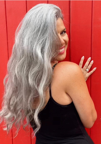 French Long Gray Hair Hairstyle