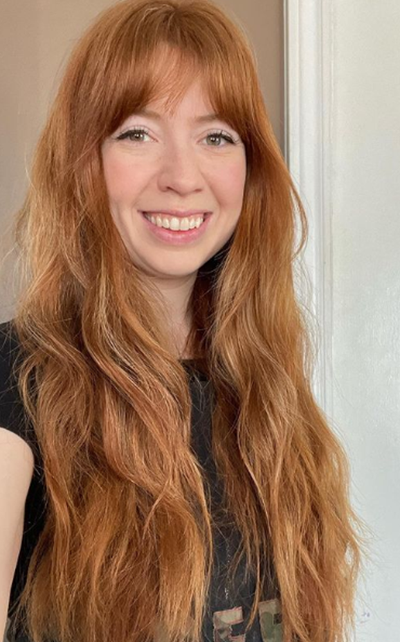 Ginger Colored Bangs Wavy Hairstyle