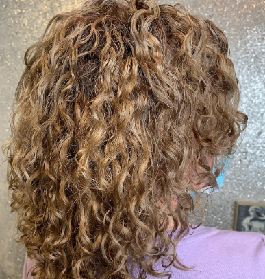 Glossy Medium Length Curly Hair