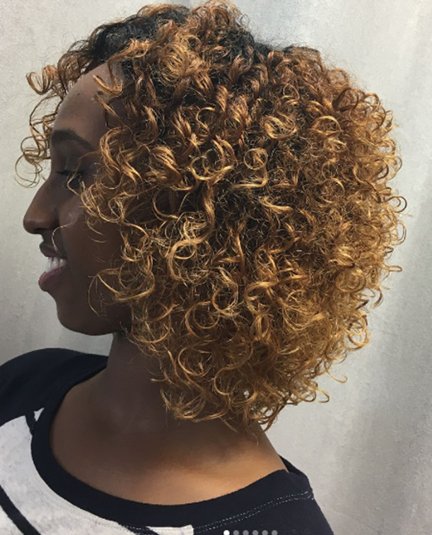 Golden Brown Bob Haircut For Curly Hair Idea Designs