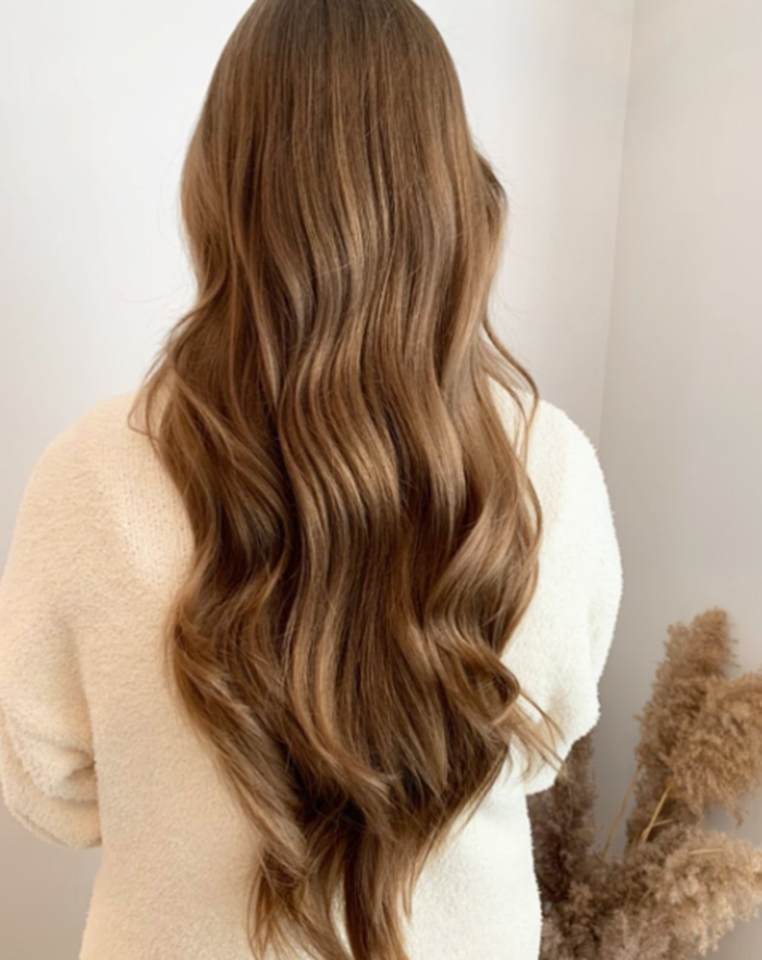 Golden Brown Wavy Long Layered Hairstyle