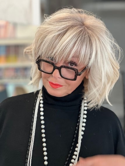 Grey Shaggy Hairstyles For Women Over 50 With Bangs