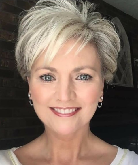 Grey White Short Haircuts for Women Over 50