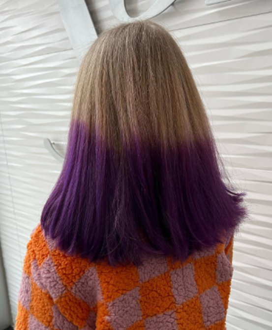 Half And Half Purple Ombre Hair Idea