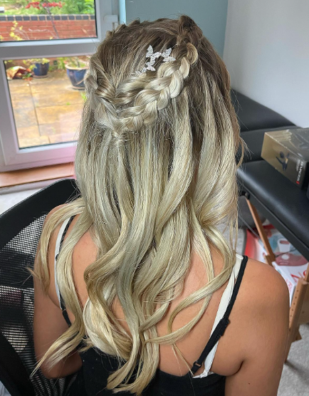 Half Up Do Dutch Braids With Beach Waves Long Hairstyle