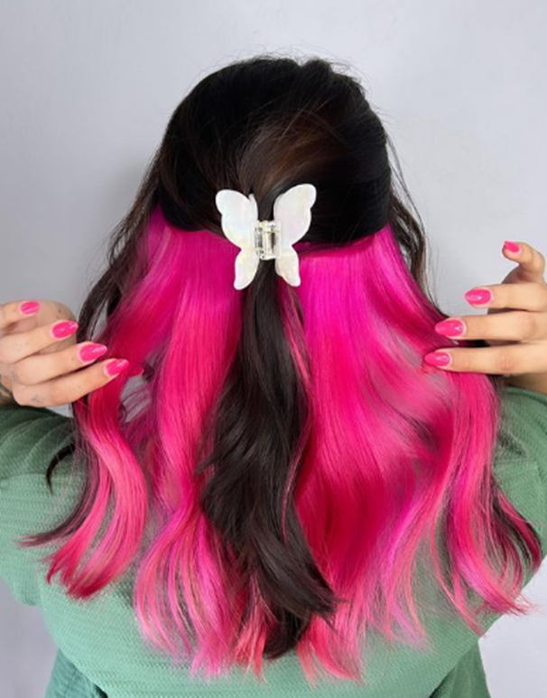 Hot Pink Underneath Hair Color Peekaboo
