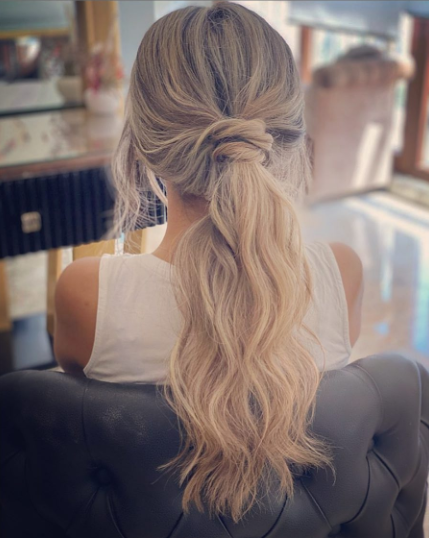 Knot Messy Ponytail Hairstyle