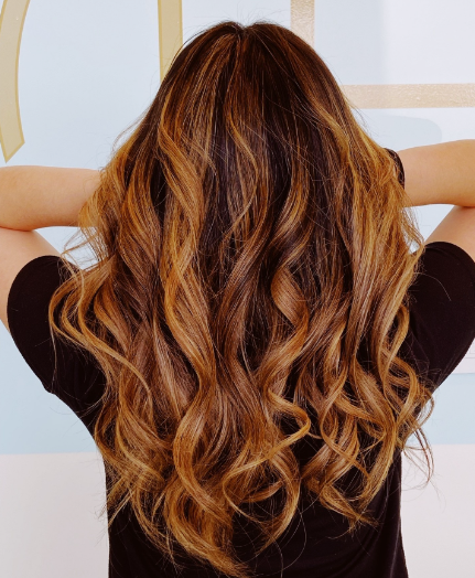 Long Curls Dark Hair With Caramel Highlights