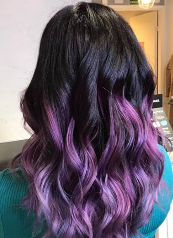 Melted Violet Balayage Underneath Hair Color Peekaboo