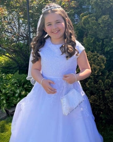 Mid Length Curls With Crown First Communion Hairstyles