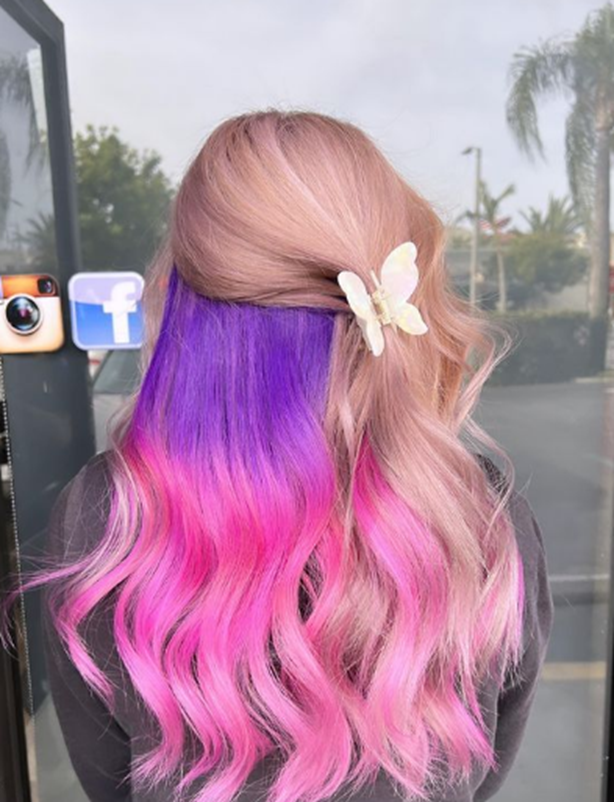 Milk Tea Purple Pink Underneath Hair Color Peekaboo