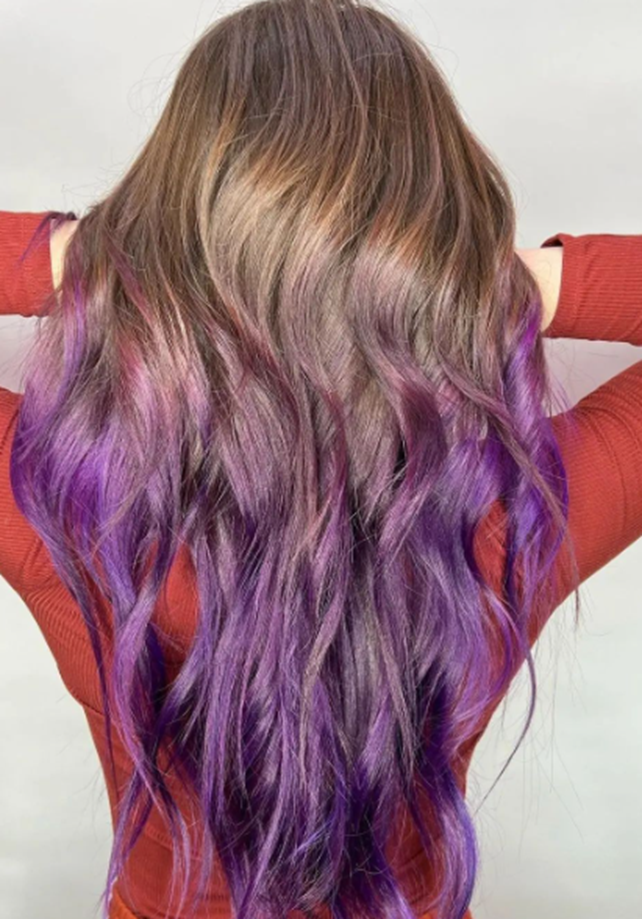 Money Piece Purple Ombre Hair Idea