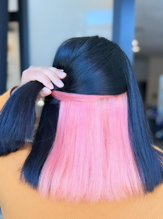 Peach Pink Underneath Hair Color Peekaboo