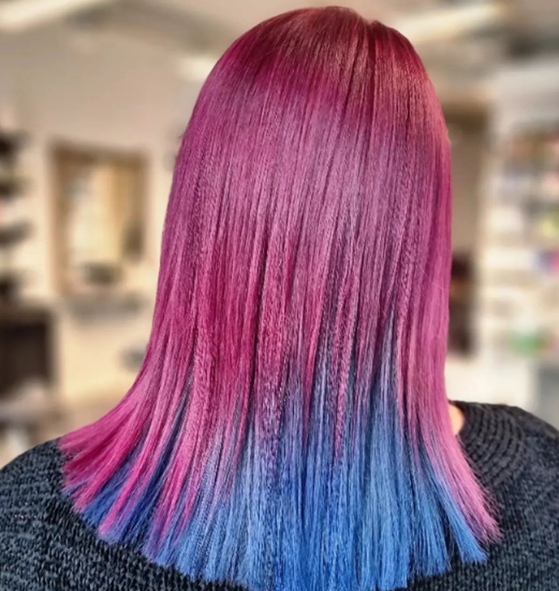 Pink And Blue Underneath Hair Color Peekaboo