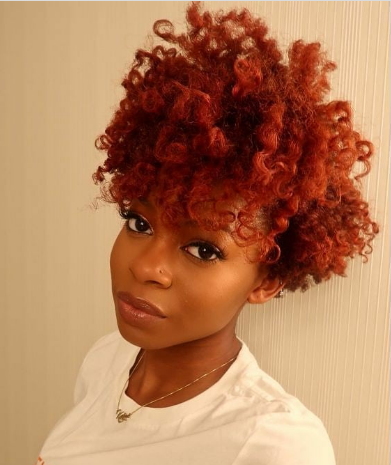 Pink Orange Short Curly Hair Style For Women