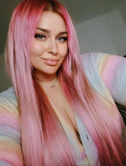 Pink Shiny Long Hairstyle For Women