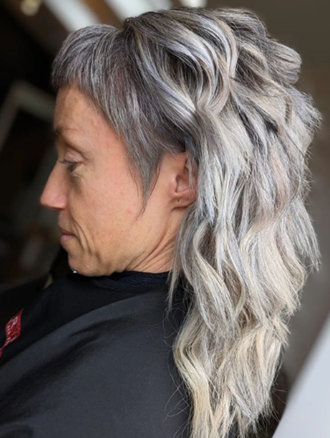 Pixie Fringe Mullet Wavy Hairstyle For Women Over 50