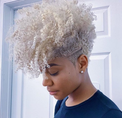 Platinum Short Curly Hair Style For Women