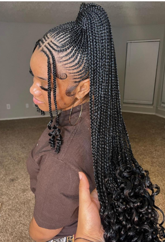 Ponytail With Curly Natural Hair Braids Looks