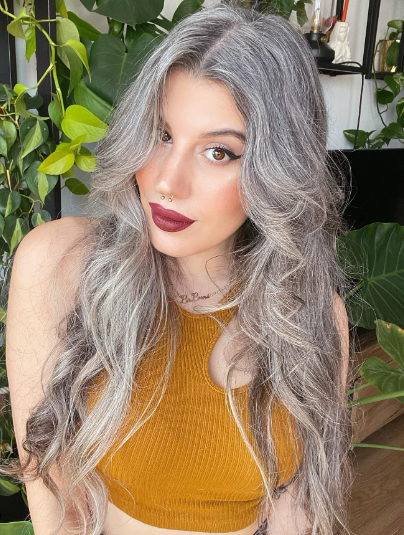 Pretty Long Gray Hair Hairstyle