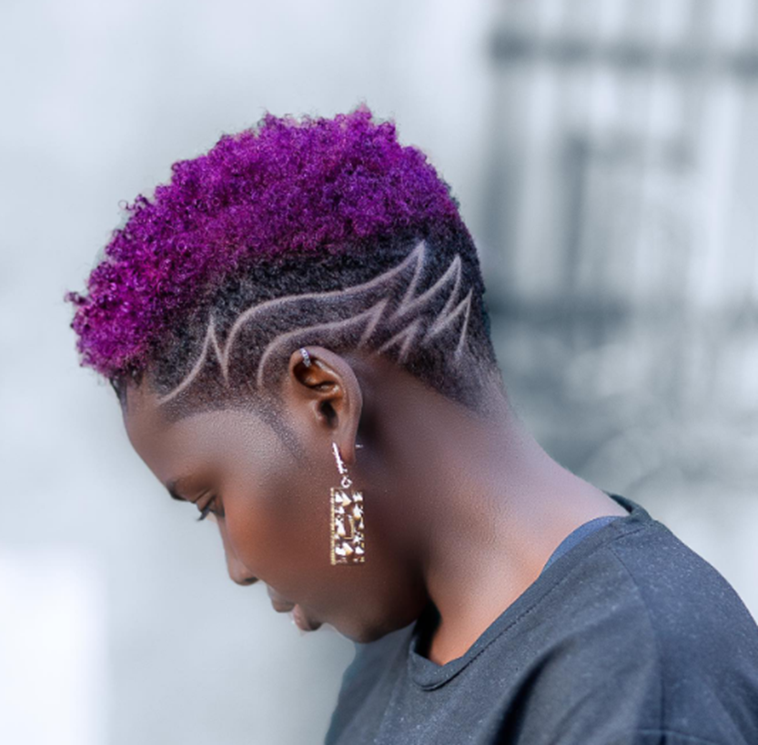 Purple Shaved Hairstyle For Black Women