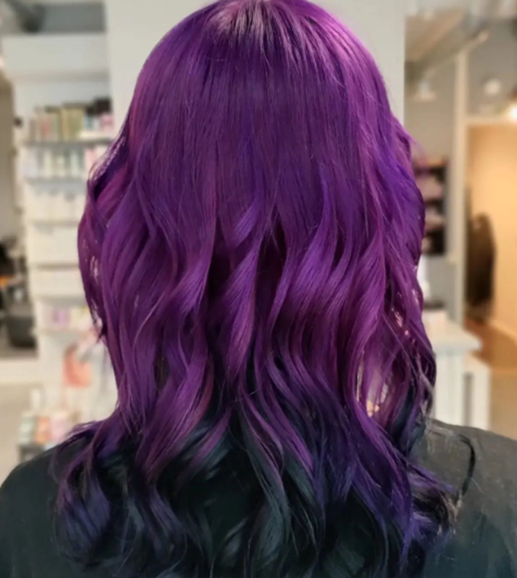 Purple With Black Underneath Hair Color Peekaboo