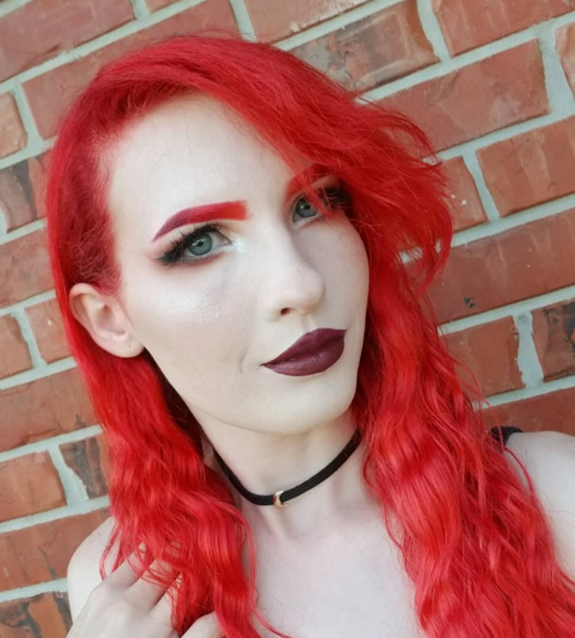 Red Glow Freaky Goth Makeup 