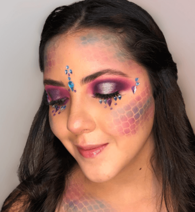 Rhinestones mermaid makeup look