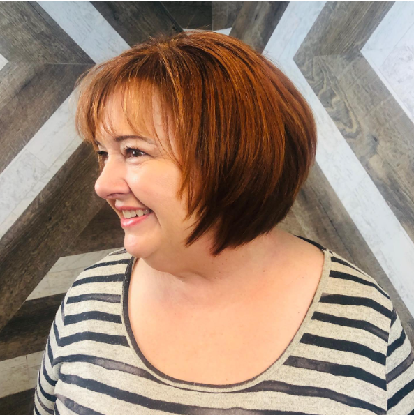 Rich Copper Red Bob Hairstyle For Women Over 40 And Overweight