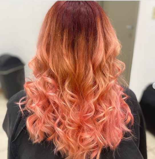 Rose Gold With V Cut And U Cut Hairstyle