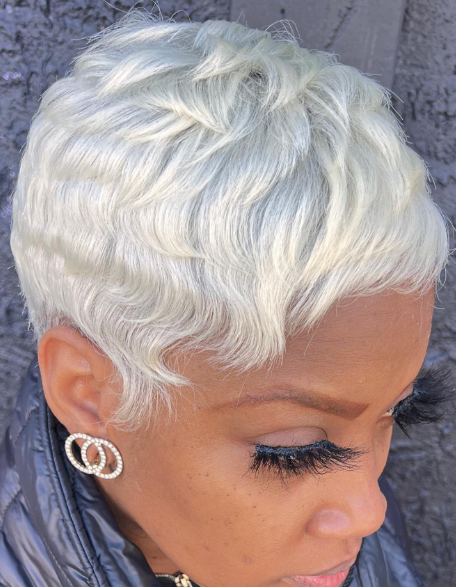 Side Pixie Short Hairstyle For Older Women