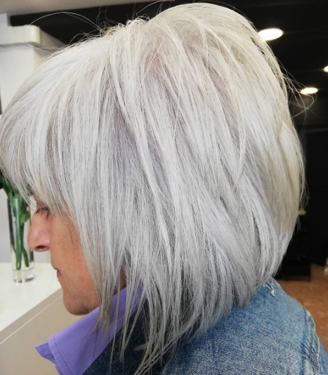 Silver Shaggy Hairstyle For Women Over 50