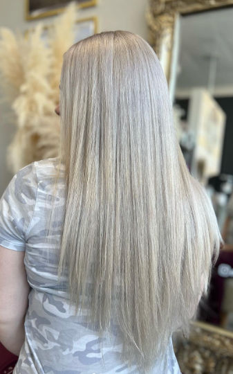 Silver Straight Blonde Long Hairstyle For Women