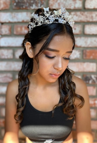 Simple Bun With Crown First Communion Hairstyles