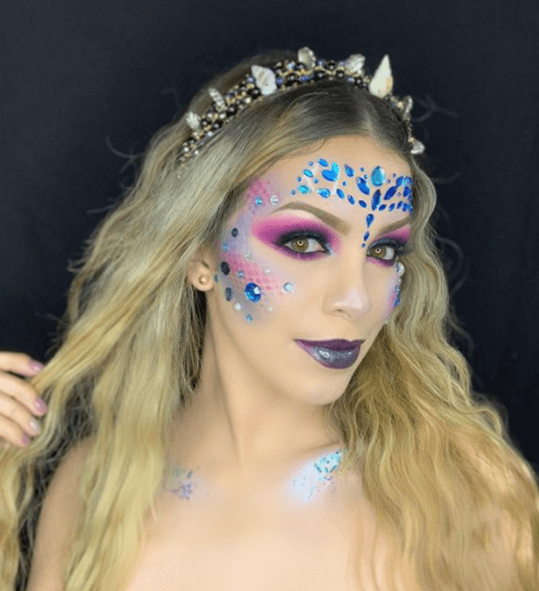 Sirena Glam mermaid makeup look