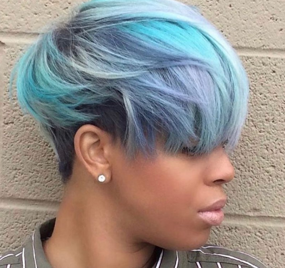 Sky Blue Short Hairstyles For Black Women