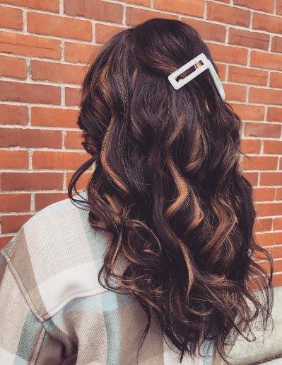 Tap In Extensions Dark Hair With Caramel Highlights
