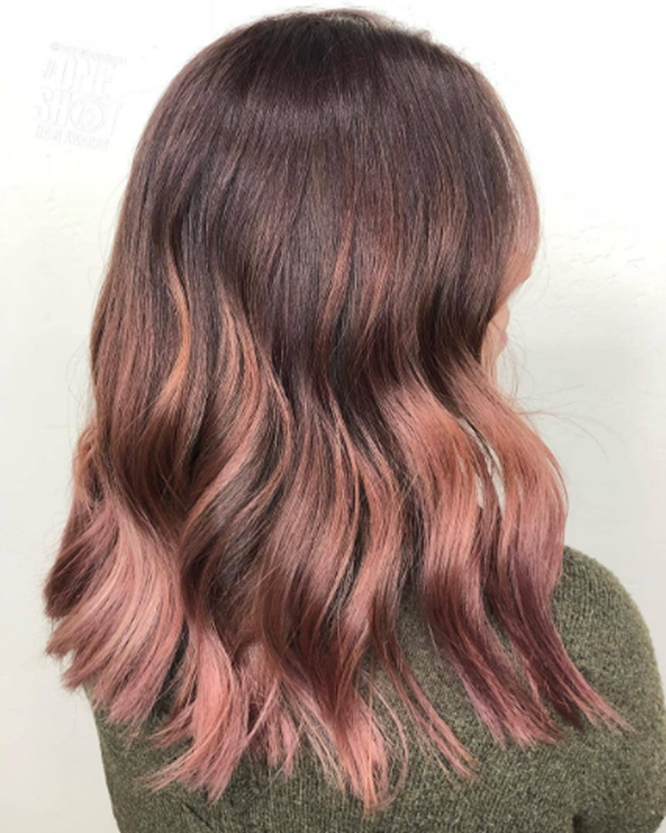 Trendy Ombre Black To Rose Gold Hair Color Ideas