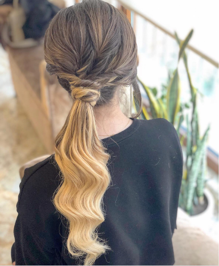 Twisted with Knot Messy Ponytail Hairstyle