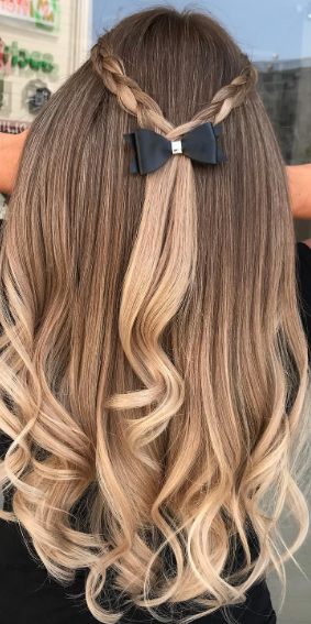 Two Stitched Blonde Ombre Hairstyles