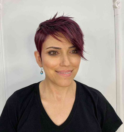 Vibrantly Dyed Long Pixie Haircut
