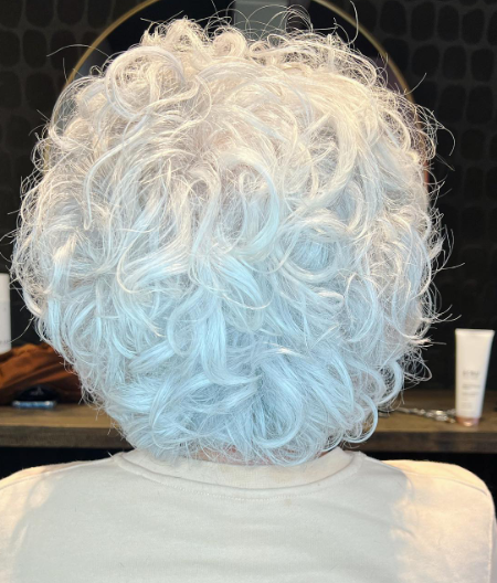 White Short Curly Hair Style For Women