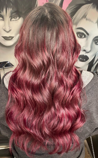 Wine Red Vibrant Ombre Hair Color