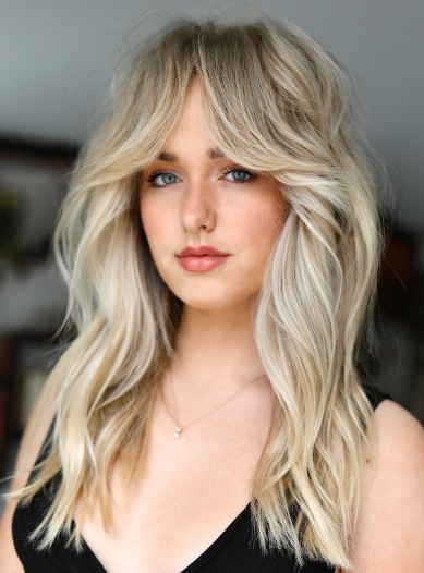 Blonde Highlights With Curtain Bangs