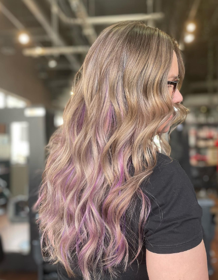 Blonde Purple Highlights In Brown Hair