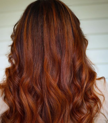 Burnt copper Brown Hair Highlights